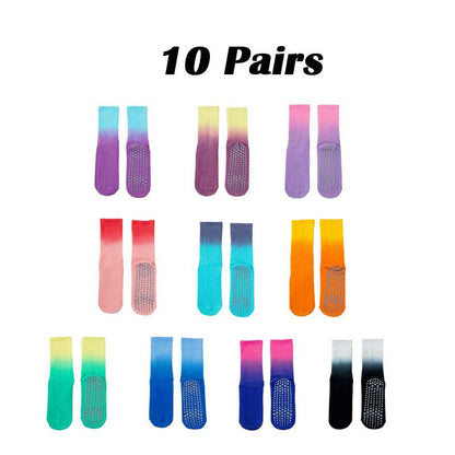 10 Pairs Women Yoga Socks Non-Slip Grips Straps For Added Balance And Stability Ideal For Pilates Pure Barre Ballet Dance Barefoot Workout - MANDOTOS