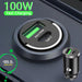 100W Mini Car Charger Lighter Fast Charging for iPhone QC3.0 Mini PD USB Type C Car Phone Charger for Xiaomi Samsung Huawei - MANDOTOS