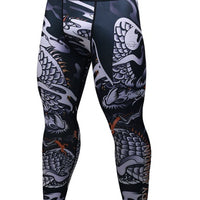Lundin Cody dragon-print compression leggings for men, athletic wear with bold graphic design