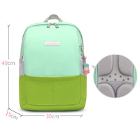 Mint green and lime backpack with padded back, 40cm height, ideal for school or travel