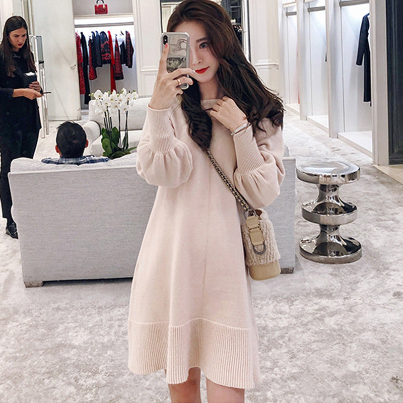 French style orange sweater skirt for fall and winter