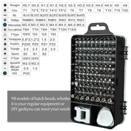 117-Piece Magnetic Screwdriver Kit for iPhone & MacBook - MANDOTOS