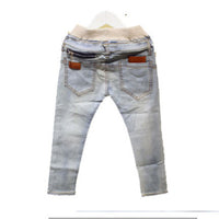 Light wash kids' jeans with belt loops and back pockets, ideal for casual fashion