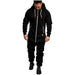 In-Stock New Foreign Trade Men's Hooded Fleece Jumpsuit Solid Color Casual Men's Suit Jumpsuit