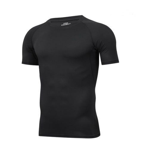 Black Pro Combat compression shirt for gym and athletic training