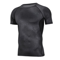 Black snake skin pattern compression shirt for gym and fitness wear