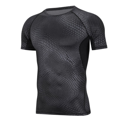 Black snake skin pattern compression shirt for gym and fitness wear