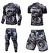 Dragon print compression shirts and shorts for men, athletic wear with bold Asian-inspired design