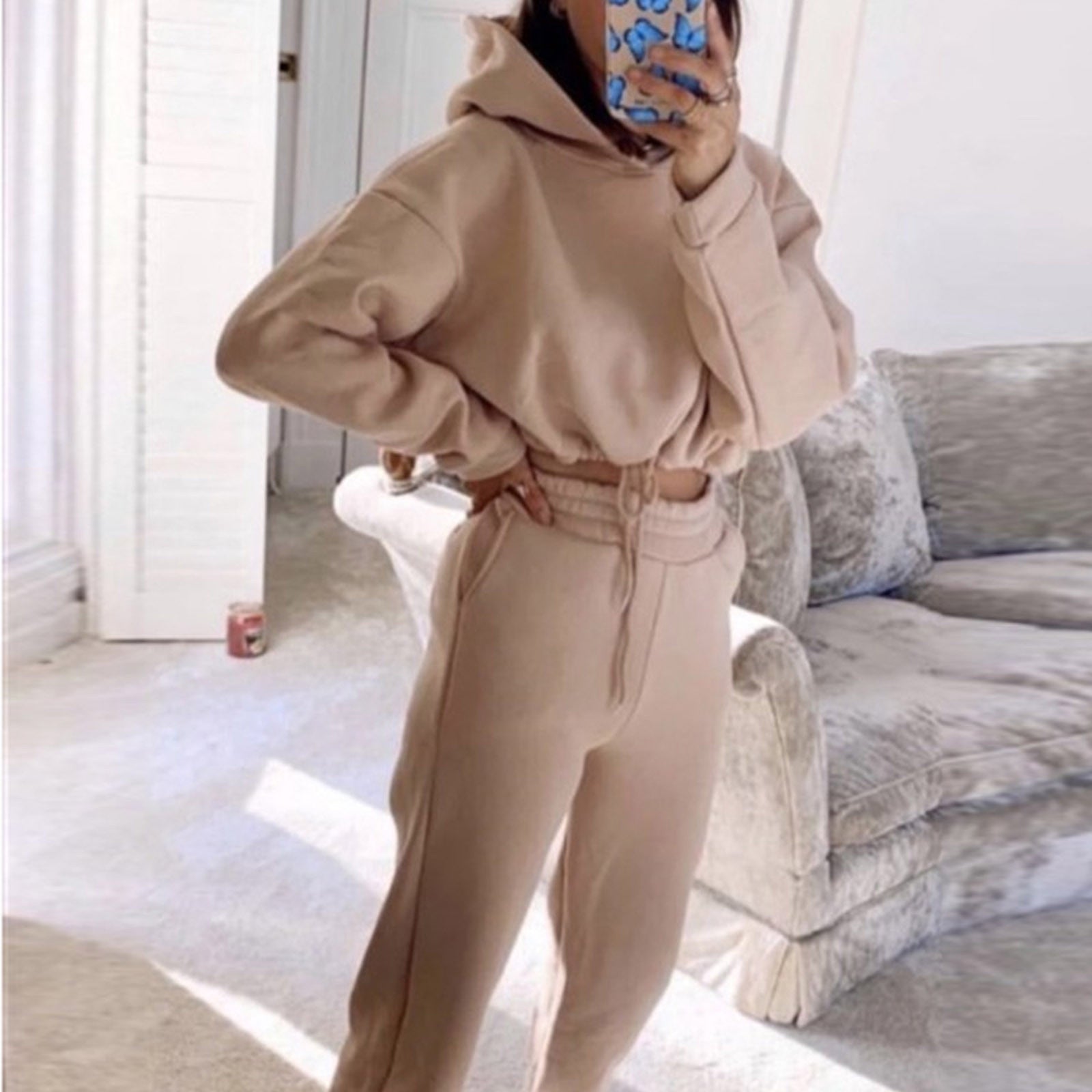 Jogging Suits For Women 2 Piece Sweatsuits Tracksuits Sexy Long Sleeve HoodieCasual Fitness Sportswear - MANDOTOS