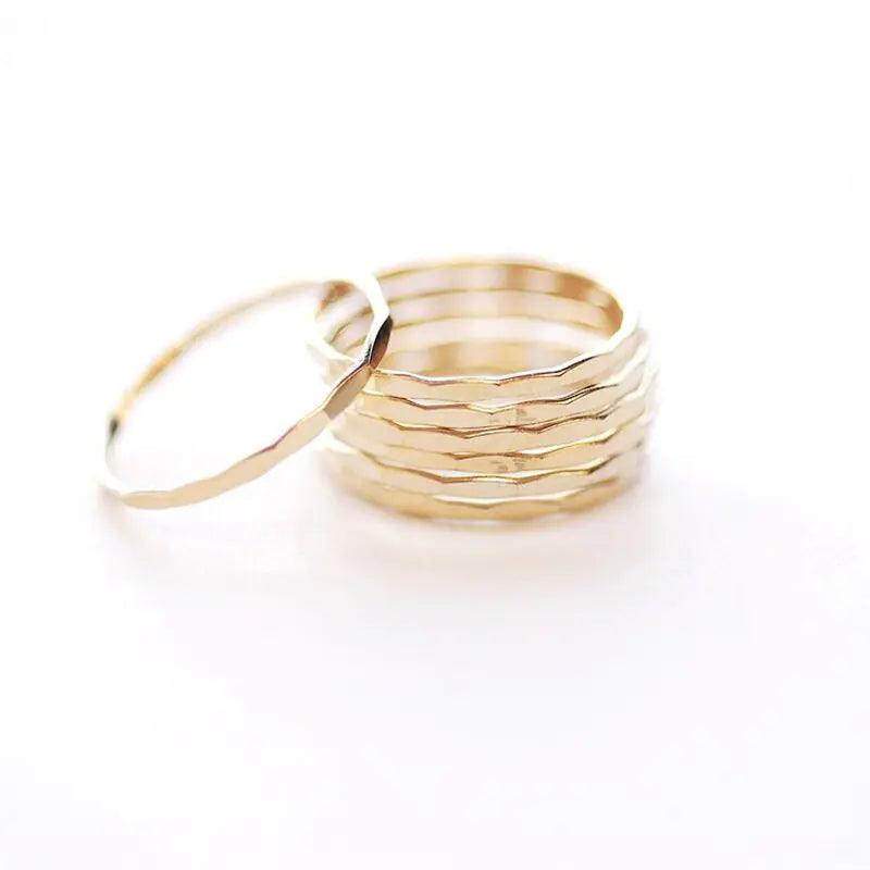 14K Gold Filled Textured Stacking Ring - MANDOTOS