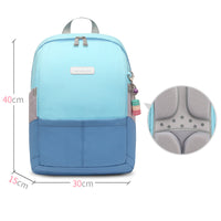 Light blue kids backpack with padded back, 40cm height, ideal for school or travel