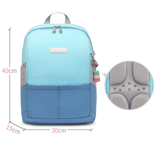 Light blue kids backpack with padded back, 40cm height, ideal for school or travel