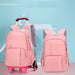 Pink ZIRANYU rolling backpack and matching school bag for kids, ideal for travel and daily use