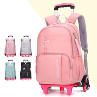 Pink rolling school backpack with wheels, handle, and ZIRANYU logo, available in multiple colors for kids