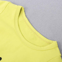 Bright yellow kids t-shirt with soft cotton fabric and neat stitching detail