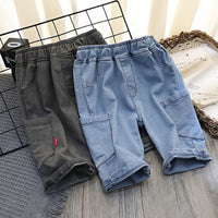 Light blue cotton children's summer pants from Ancient Energy, loose fit, designed for middle school kids.