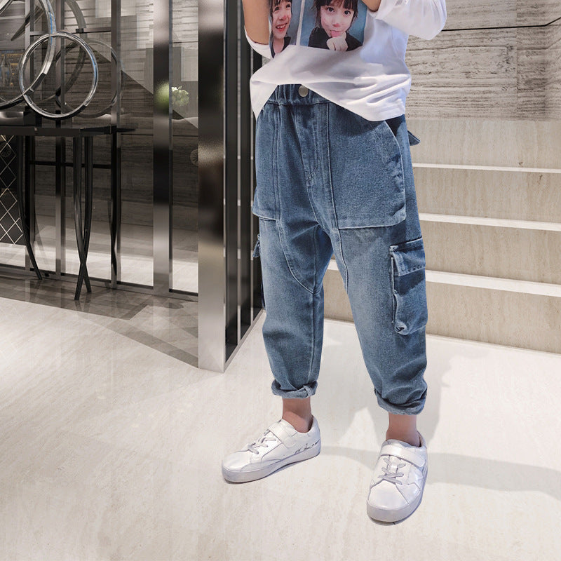 Ancient Energy big kids loose harem trousers with fleece padding, comfortable overalls for plus-size children, relaxed fit and warm fabric.