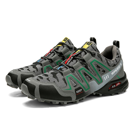 Ancient Energy men's hiking shoes with durable non-slip soles, safety toe, and tactical design for trekking and outdoor activities.