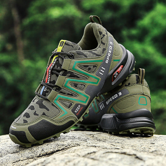 Ancient Energy men's hiking and climbing shoes with safety toe, non-slip soles, durable trekking design, suitable for outdoor sports.