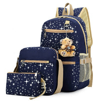 Ancient Energy school backpack for girls with star design, featuring multiple compartments and adjustable straps.