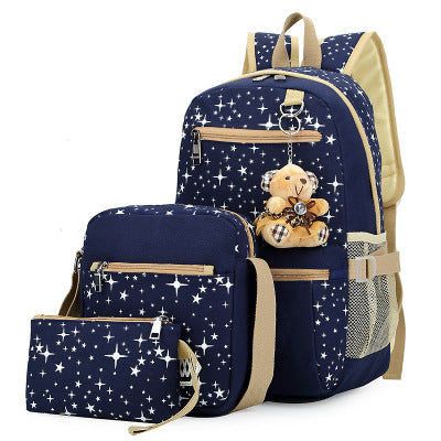Ancient Energy school backpack for girls with star design, featuring multiple compartments and adjustable straps.