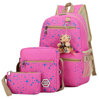 Ancient Energy girls' school backpack with star design, featuring multiple compartments and adjustable straps.