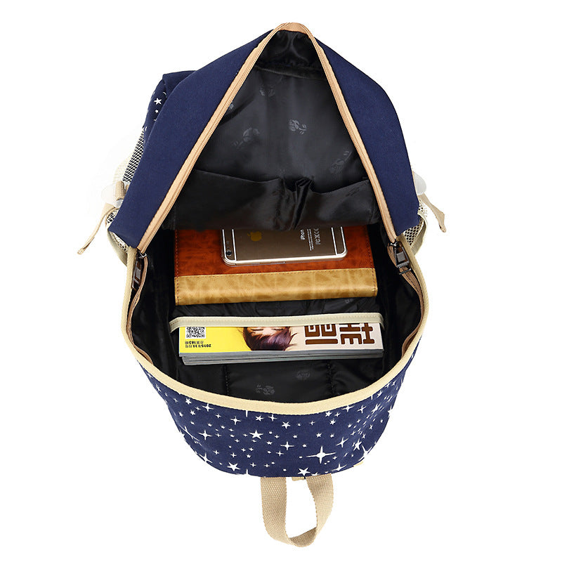 Ancient Energy star-themed school backpack for girls and women, featuring a stylish design and multiple compartments.