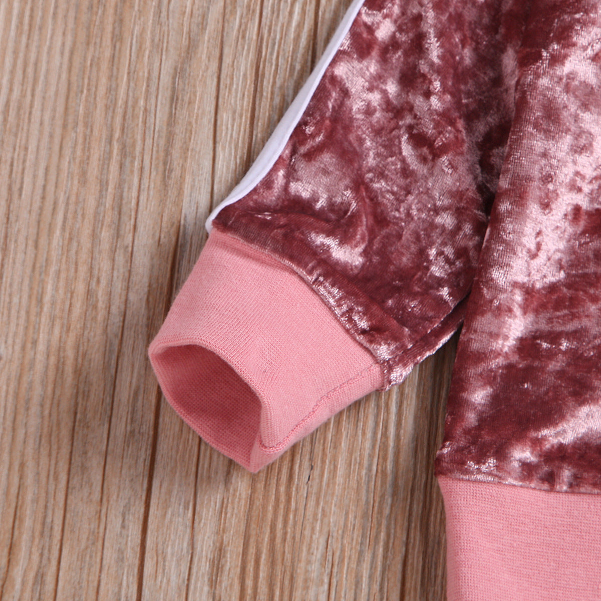 Baby girls' breathable velvet tracksuit set with gold sweatshirt and matching trousers, soft and cute fashion outfit by Ancient Energy.