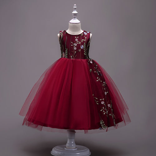 Embroidered Kids Dress for ages 4 to 15 by Ancient Energy, featuring colorful floral embroidery and a classic design.