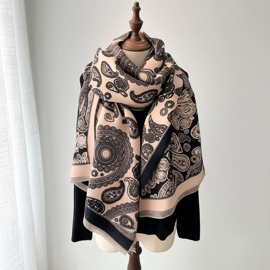 Luxurious Double-Sided Jacquard Scarves - Cashew Flower Paisley Design - MANDOTOS