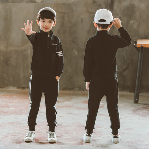 Boys' spring leisure sports garment in blue from Ancient Energy, casual school outfit for kids, suitable for outdoor activities.