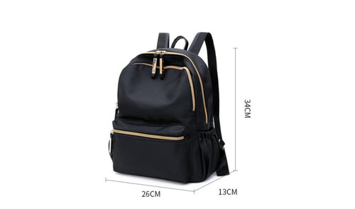 Black waterproof Oxford backpack for women by Ancient Energy, featuring a stylish school bag design with multiple compartments.