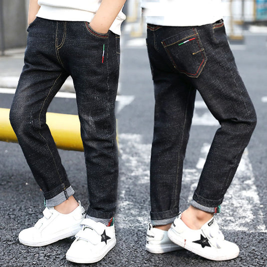 Boys' denim trousers by Ancient Energy, new style big children's pants for spring and autumn, casual and comfortable.