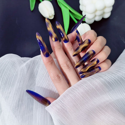 10PCS Handmade Press-On Nails - Stylish & Reusable Coffin Design - MANDOTOS