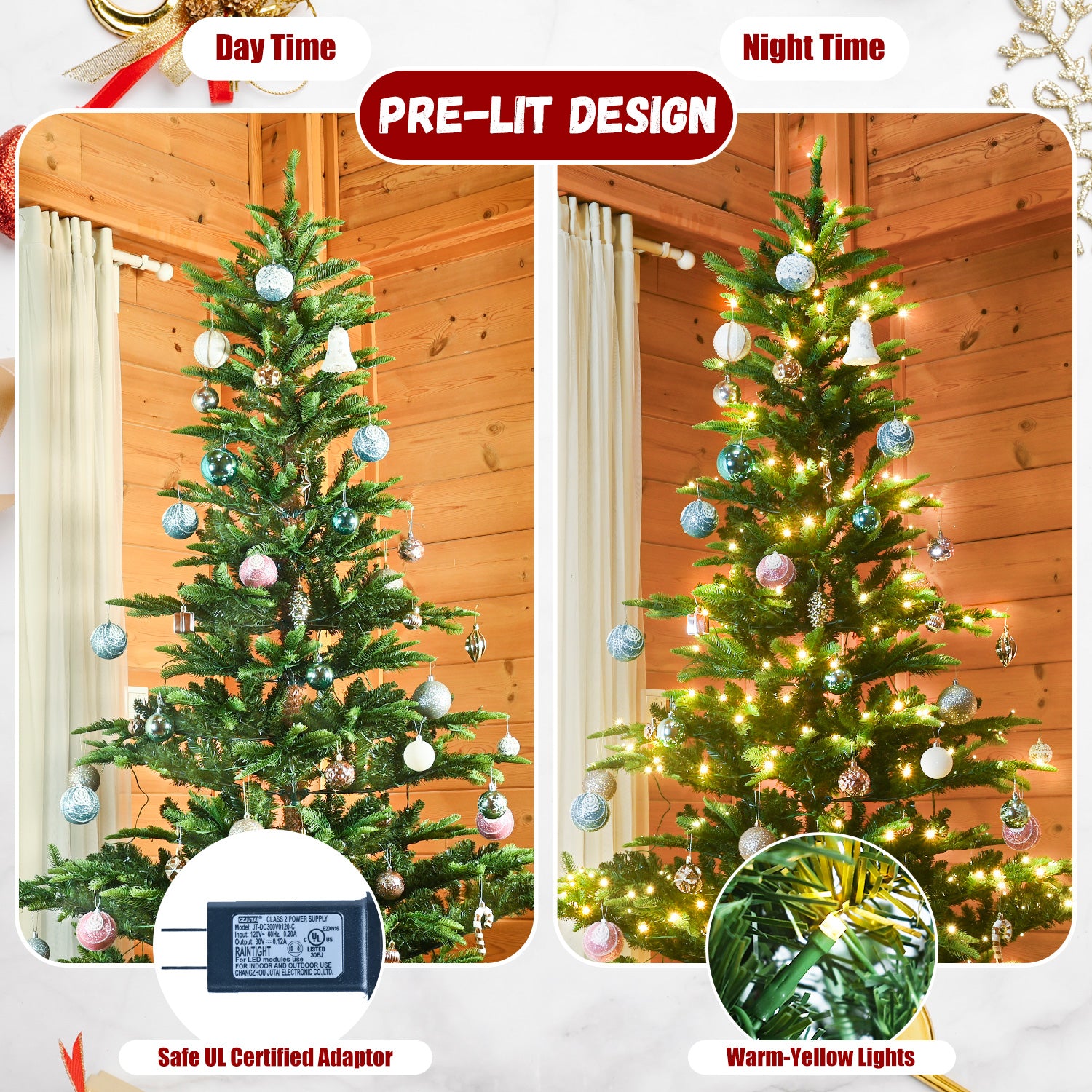 5 FT Pre-Lit Aspen Fir Artificial Christmas Tree - MANDOTOS