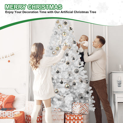 7.5ft Fireproof White Christmas Tree – Eco-Friendly Holiday Elegance! - MANDOTOS