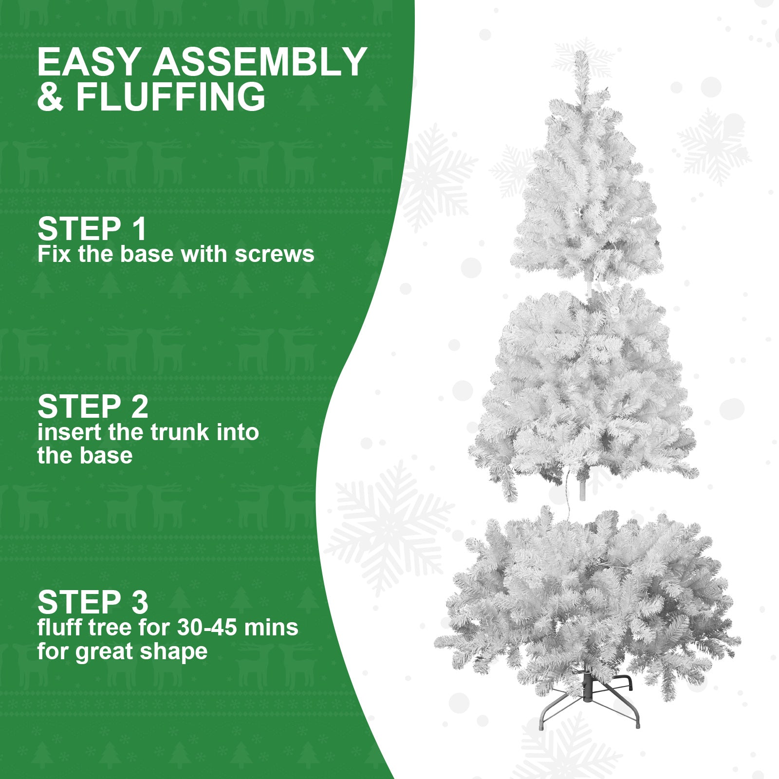 7.5ft Fireproof White Christmas Tree – Eco-Friendly Holiday Elegance! - MANDOTOS
