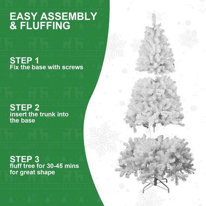 7.5ft Fireproof White Christmas Tree – Eco-Friendly Holiday Elegance! - MANDOTOS