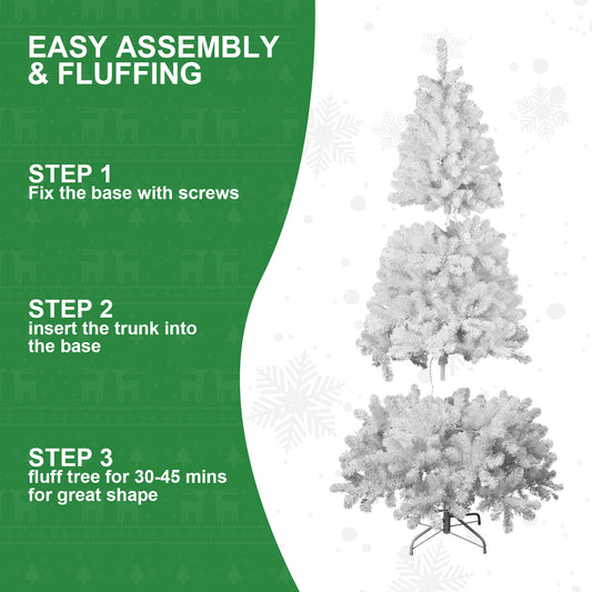 7.5ft Fireproof White Christmas Tree – Eco-Friendly Holiday Elegance! - MANDOTOS