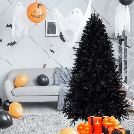 7ft Pre-Lit Black Christmas Tree - The Ultimate Holiday Showstopper - MANDOTOS