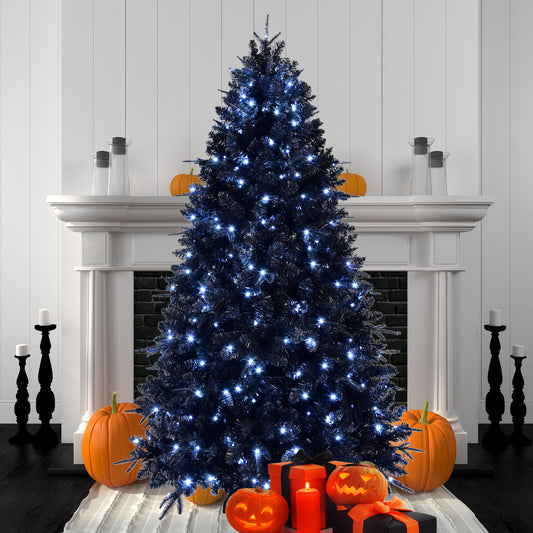 7ft Pre-Lit Black Christmas Tree - The Ultimate Holiday Showstopper - MANDOTOS
