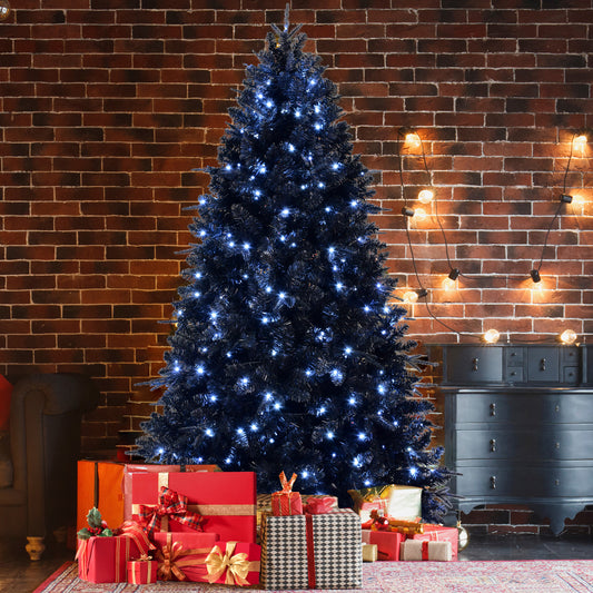 7ft Pre-Lit Black Christmas Tree - The Ultimate Holiday Showstopper - MANDOTOS