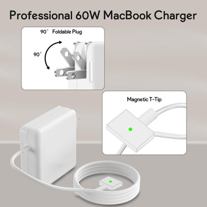 60W T-Tip Magnetic Charger for MacBook - Universal Power Adapter - MANDOTOS