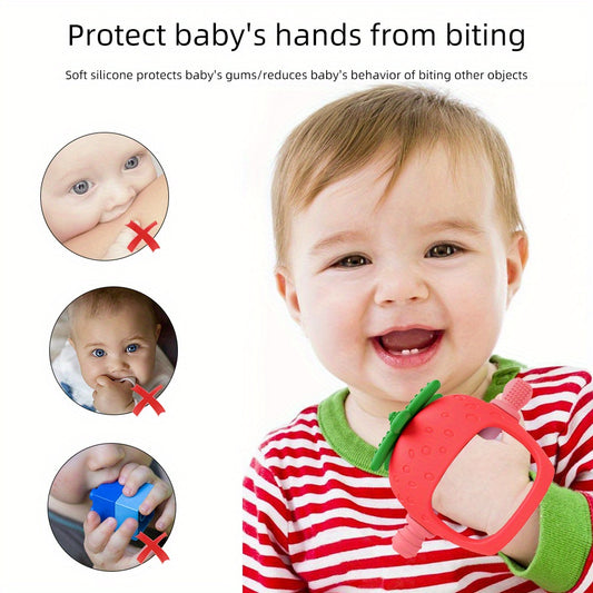 Strawberry-Shaped Silicone Baby Teether Glove - MANDOTOS