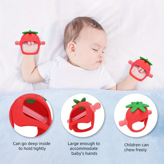 Strawberry-Shaped Silicone Baby Teether Glove - MANDOTOS