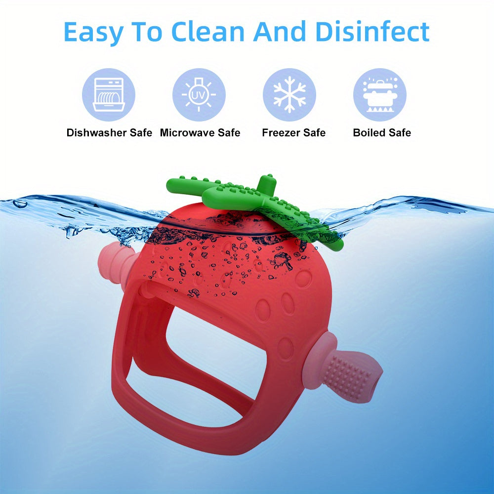 Strawberry-Shaped Silicone Baby Teether Glove - MANDOTOS