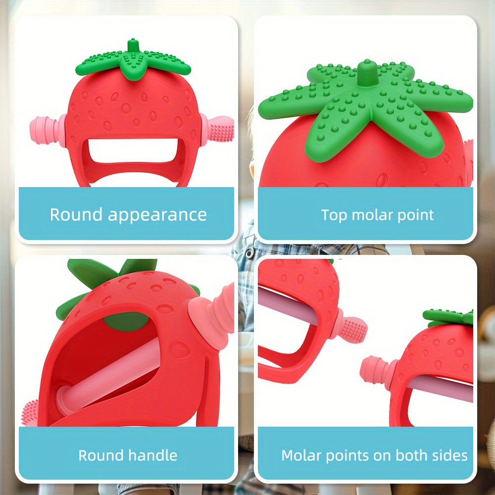 Strawberry-Shaped Silicone Baby Teether Glove - MANDOTOS