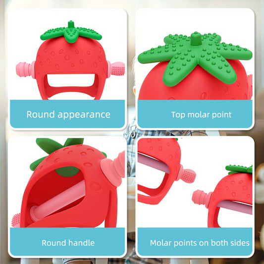 Strawberry-Shaped Silicone Baby Teether Glove - MANDOTOS
