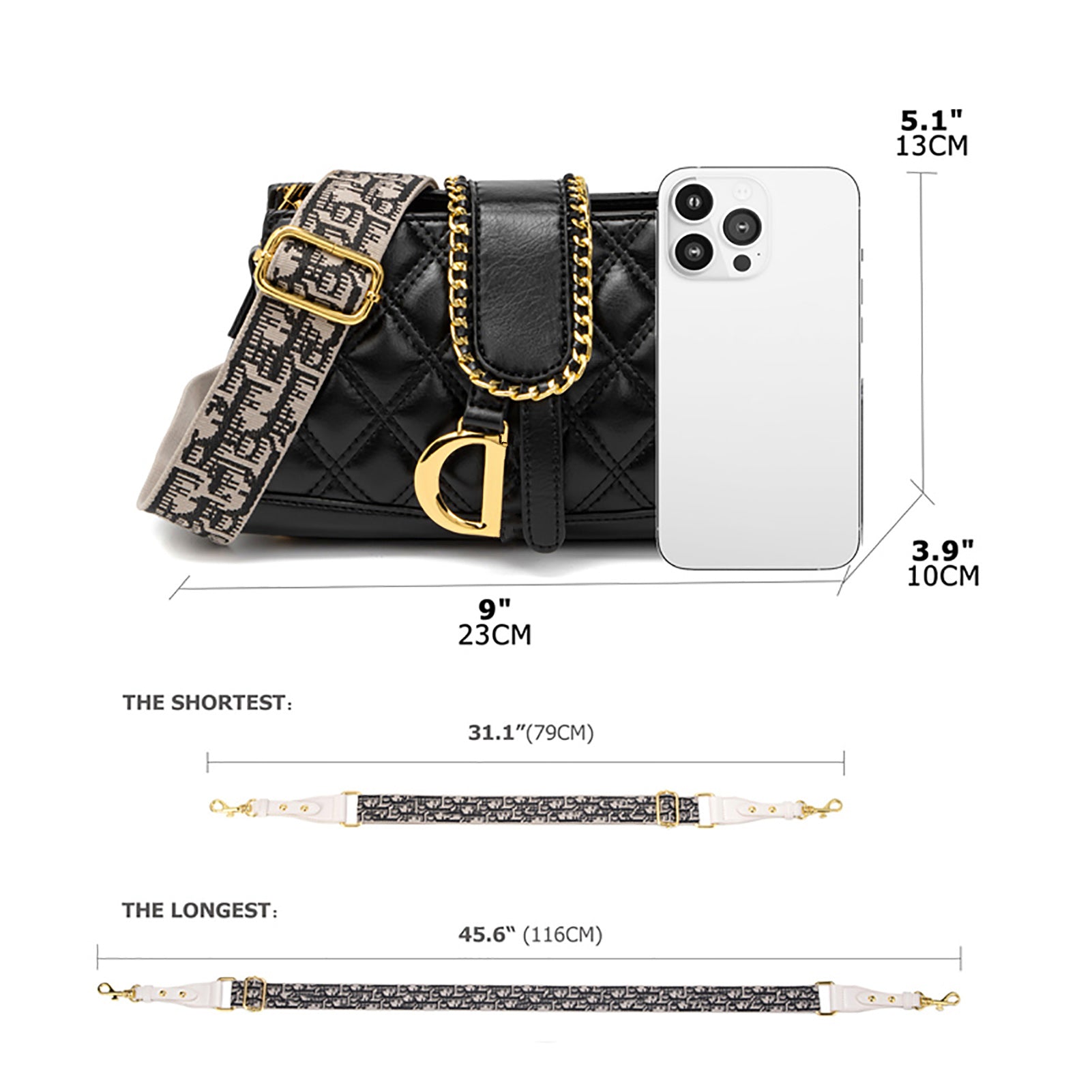 Chic Quilted Crossbody Bag with Pearl Chain - MANDOTOS