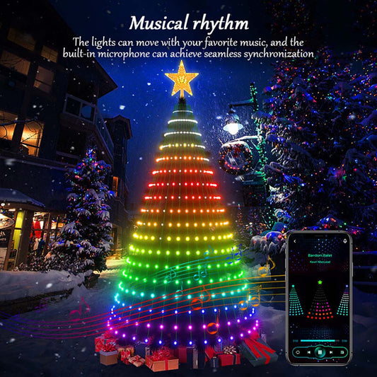 5ft Smart Christmas Tree Lights - 400 LED Multicolor Lights with Remote & App Control - MANDOTOS